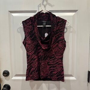 Express Burgundy Velvet and Sheer Top - Size M
